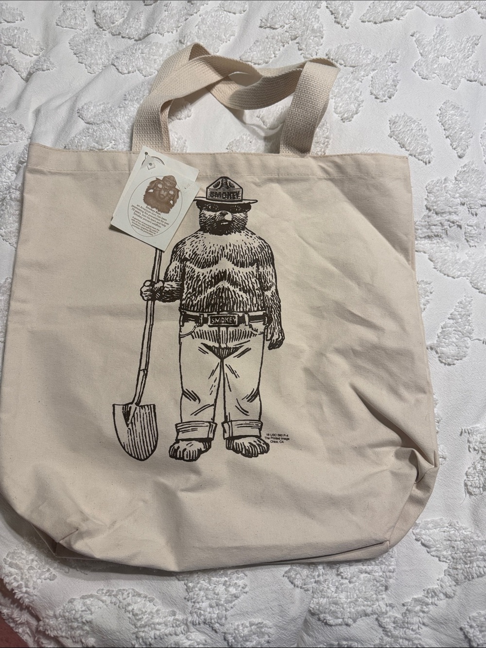Smokey Bear Natural Canvas Tote Bag - Graphic Shoulder Tote